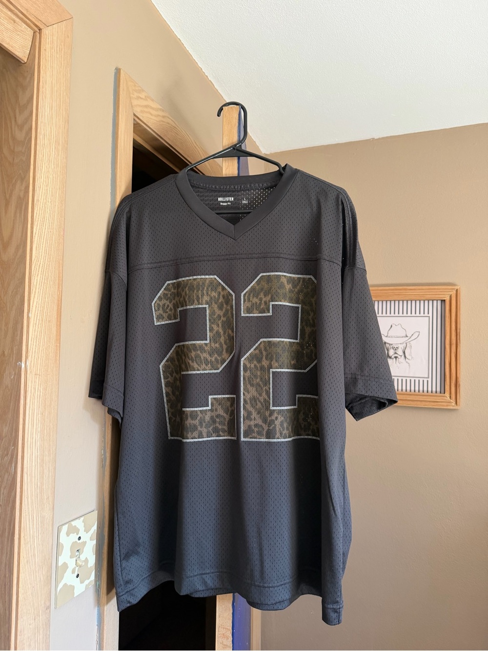 Hollister Black Mesh Jersey with Leopard '22